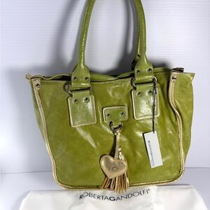 Roberta Gandolfi, Green Leather Tote Bag
